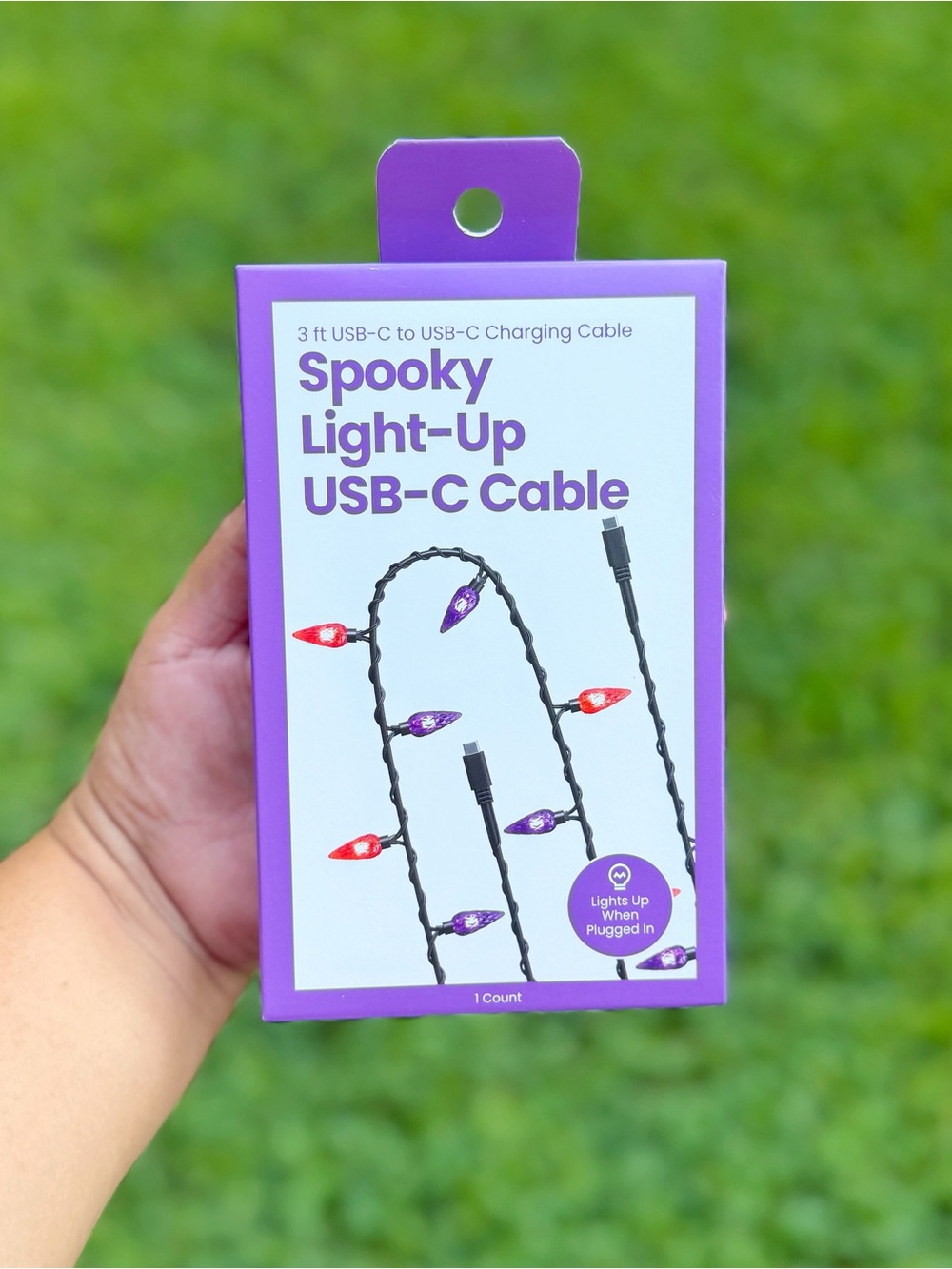 VIRAL Spooky Light-Up USB-C Cable- Orange and Purple Lights